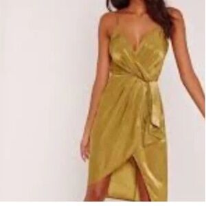 Misguided Satin Tie Waist Chic Maxi Dress US Sz 4 sheek